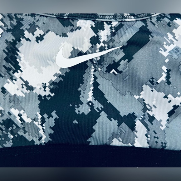 Nike Dri-Fit Black Gray Camo Sports Athletic Bra Racerback Medium Stretch - Picture 3 of 4